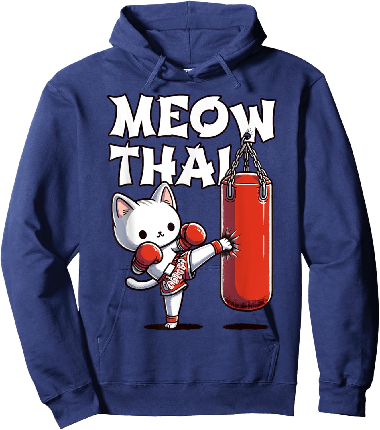Muay Thai Cat, Meow Thai | Thai Boxing For Youth | Muay Thai Hoodie - Hoodie | Navy