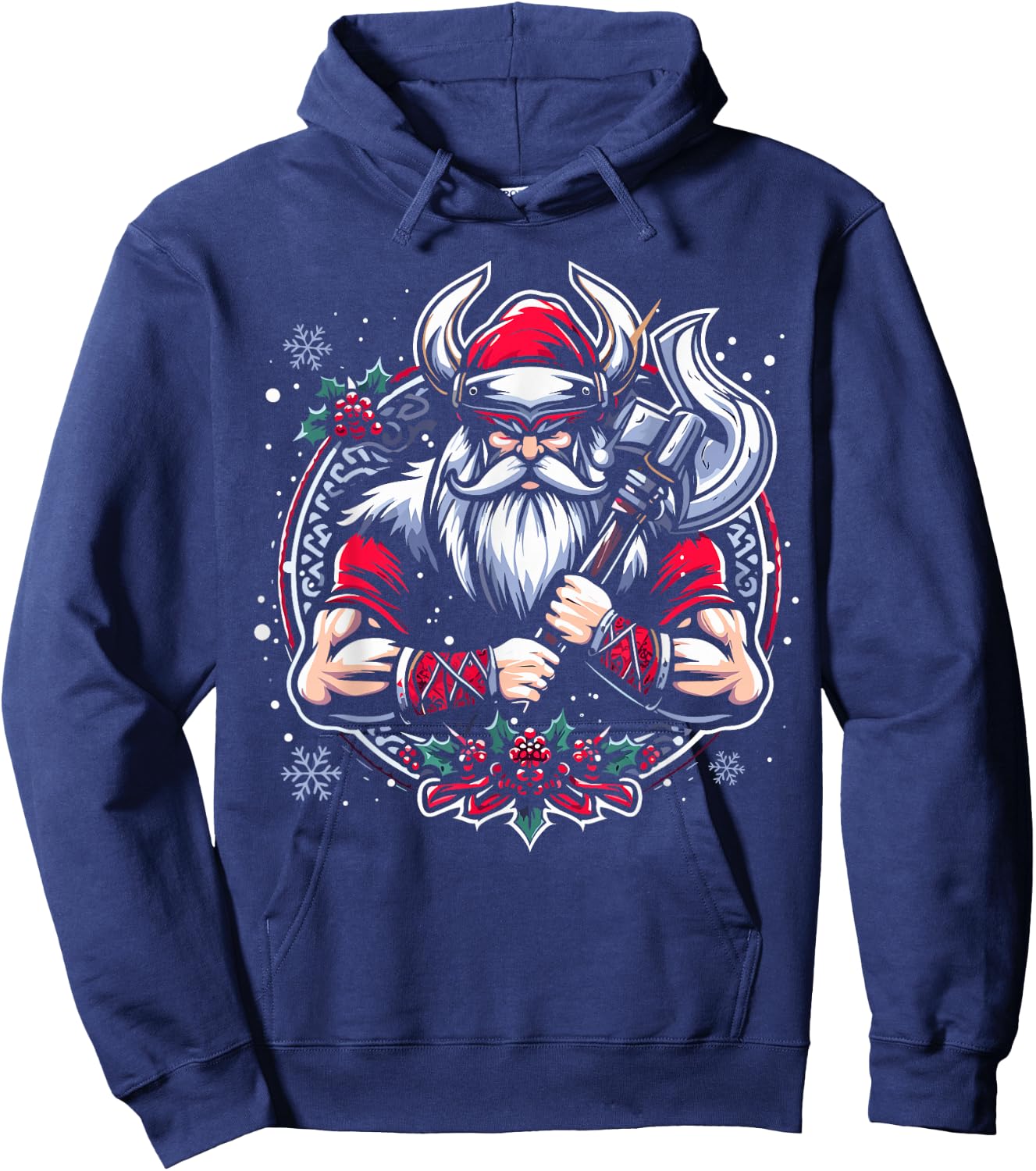 Christmas Santa Viking Scandinavia Warrior Nordic Decoration Hoodie - Hoodie | Navy