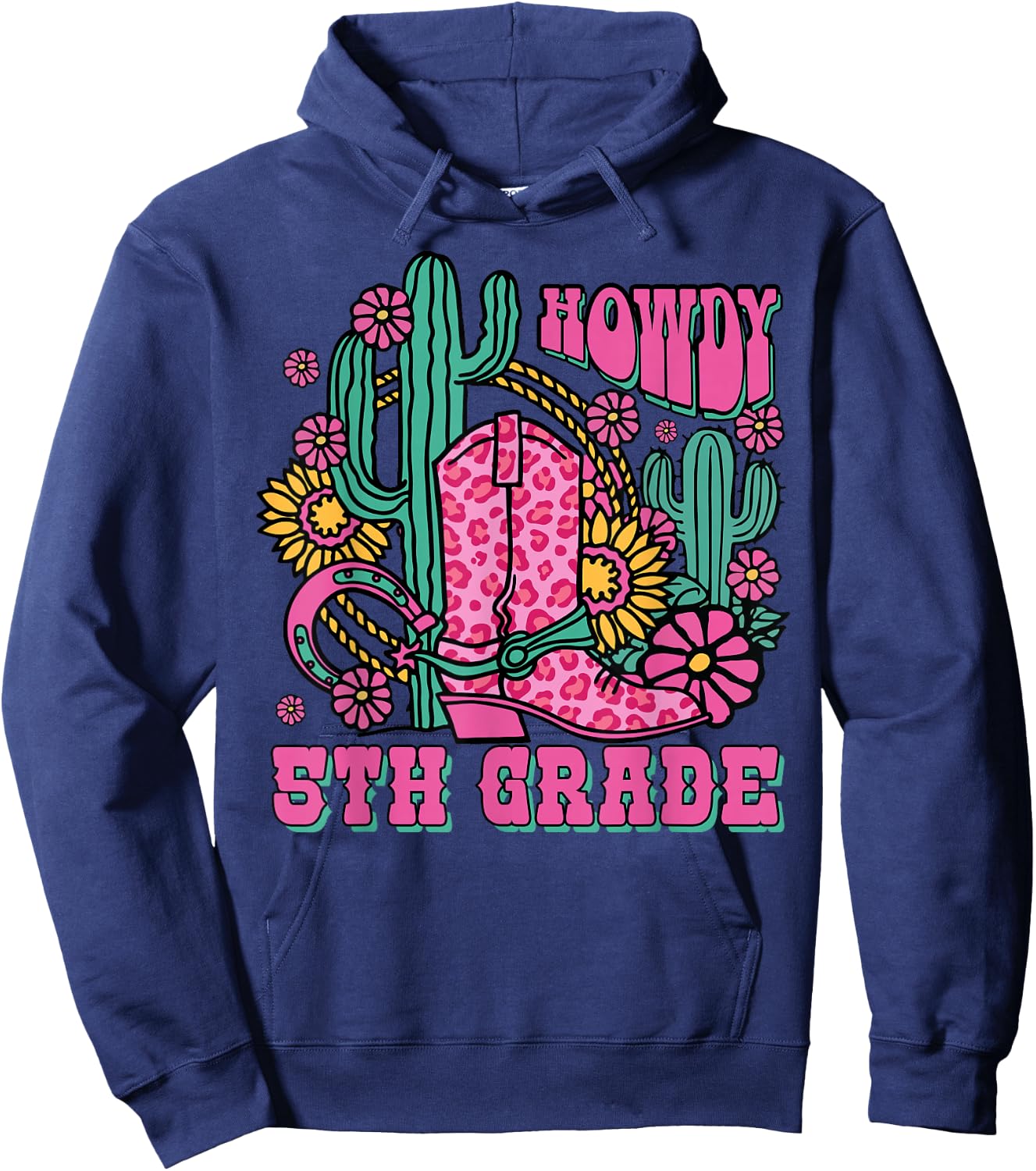 Howdy 5th Grade Western Fifth Grade Teacher Cowboy Cowgirl Hoodie - Hoodie | Navy
