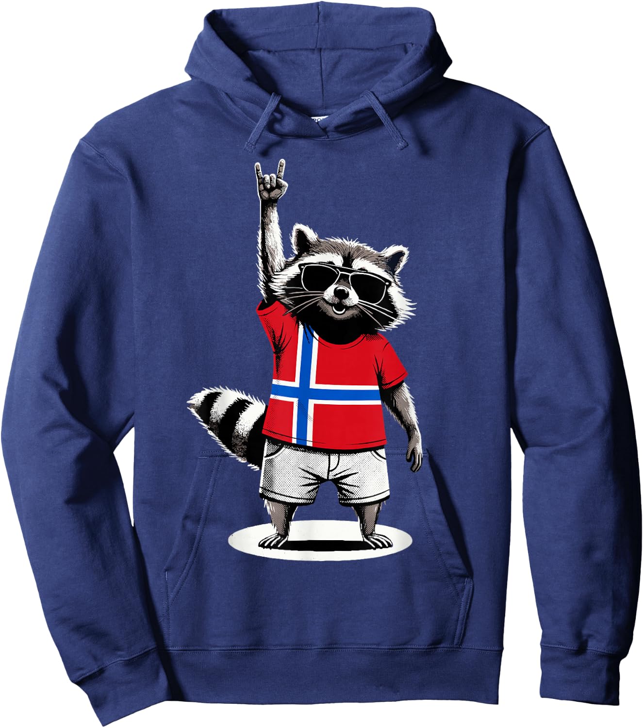Norwegian Flag Raccoon Funny Norway Hoodie - Hoodie | Navy