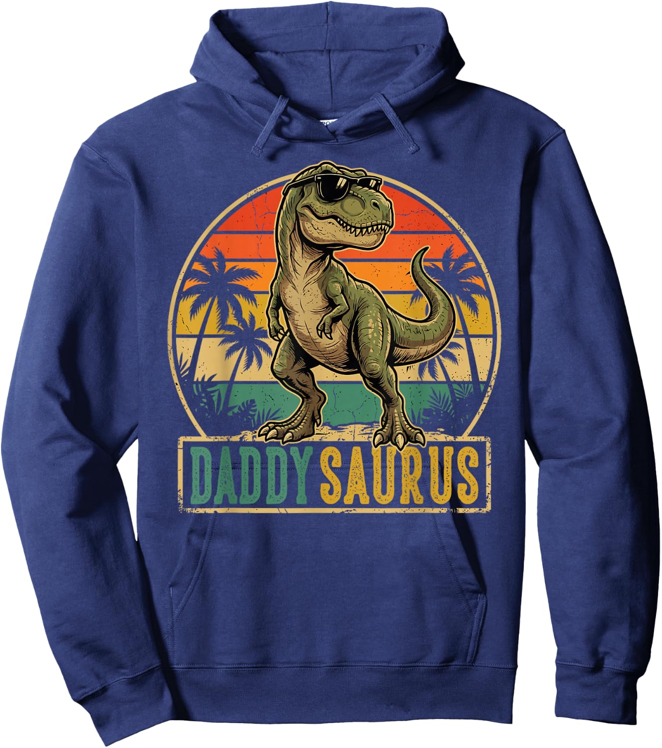 Daddy Saurus Vintage T-Rex Dinosaur Fathers Day Hoodie - Hoodie | Navy