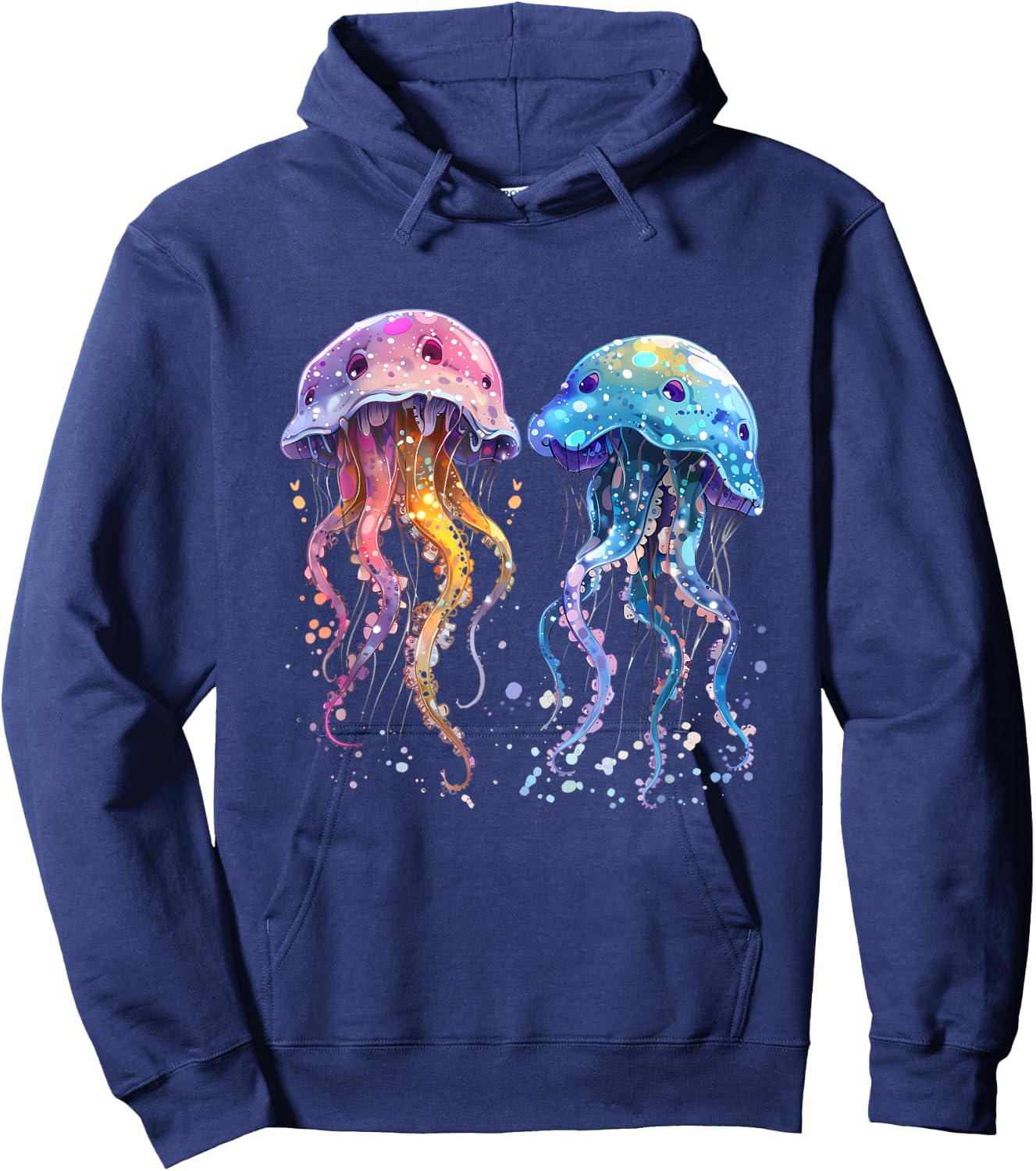 Jellyfish Marine Mammal Artwork Sea Ocean Jellyfish Motif Hoodie - Hoodie | Navy