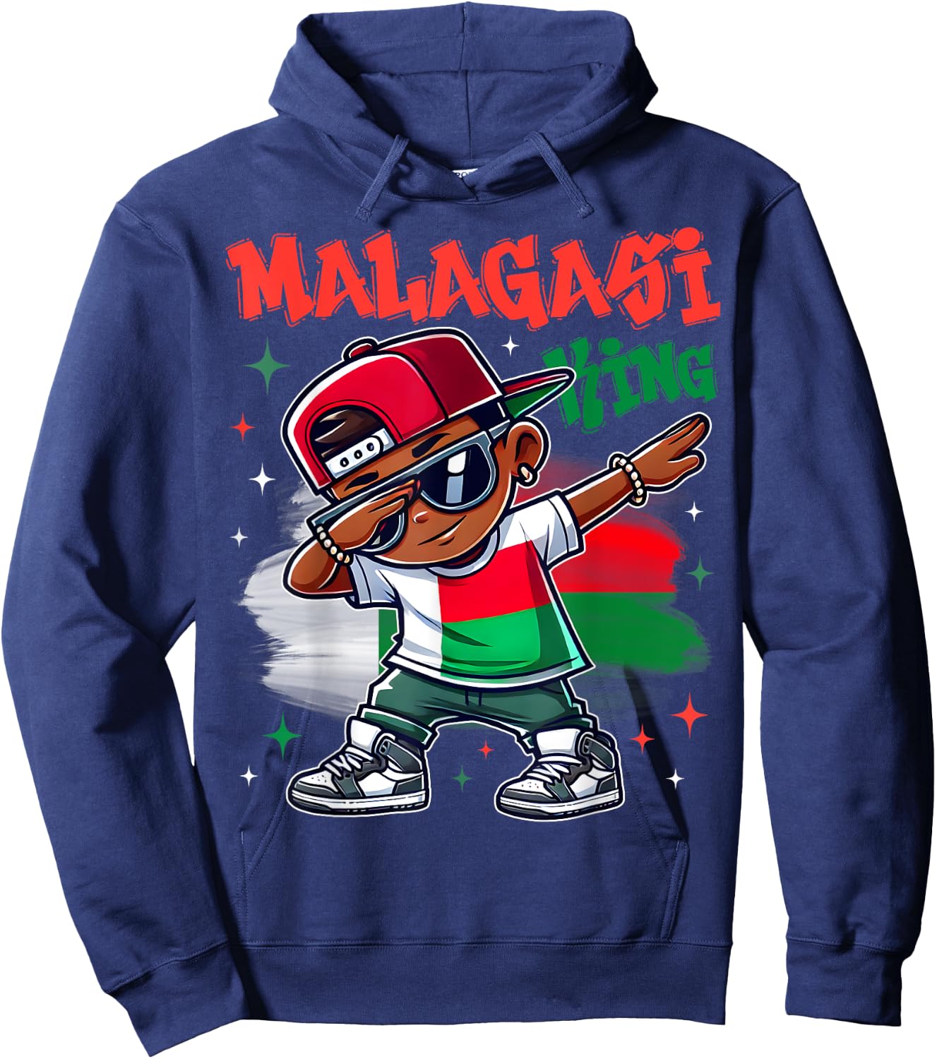 Malagasi King Flag Dabbing of Madagascar Pride for Kids Hoodie - Hoodie | Navy