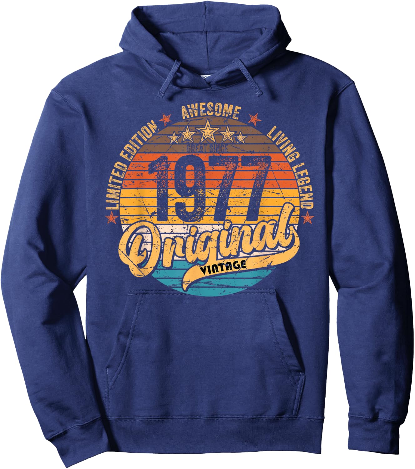 1977 Vintage Birthday Retro Vintage Men Women Gift , black Hoodie - Hoodie | Navy