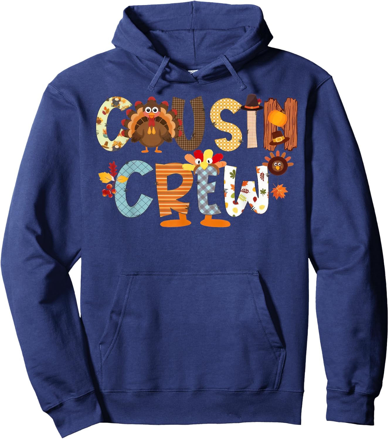 Cousin Crew Turkey Thanksgiving Family Matching Toddler Kids Hoodie - Hoodie | Navy