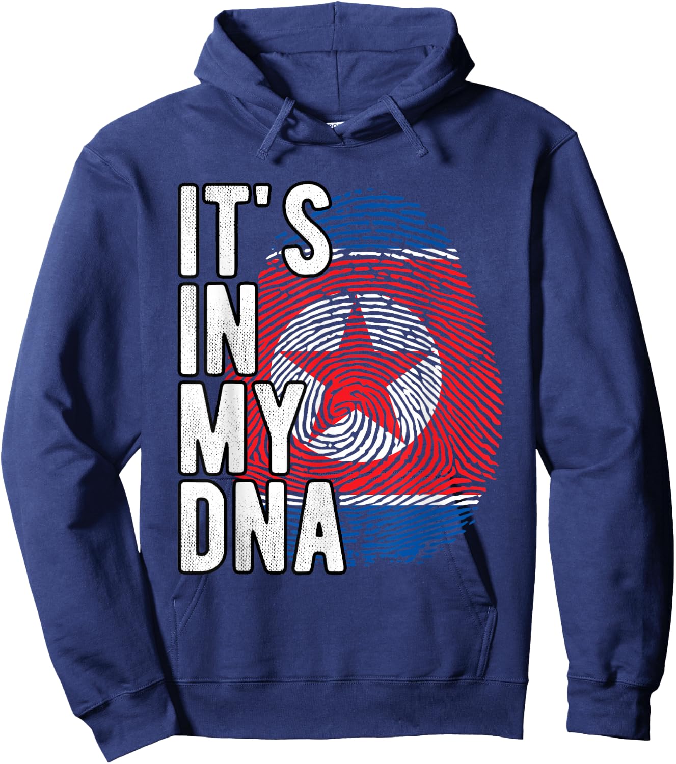 Funny it's in my DNA North Korea Flag Fingerprint , Black, S Hoodie - Hoodie | Navy