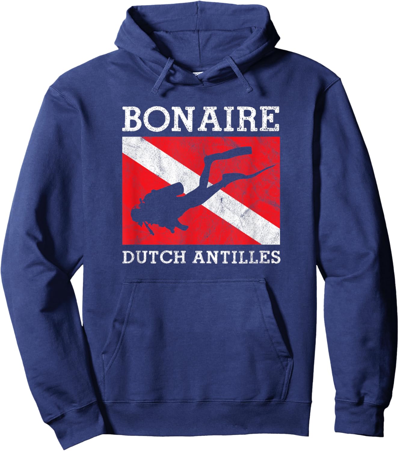 Vintage Bonaire Scuba Dive Flag Vacation Souvenir Hoodie - Hoodie | Navy