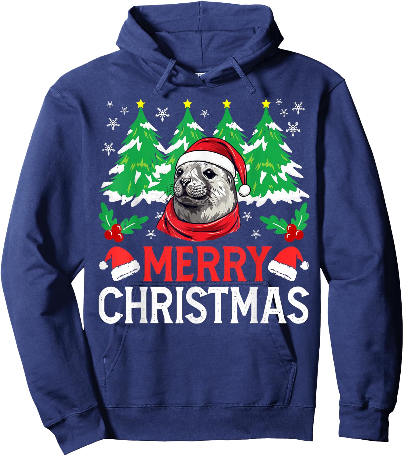 Weddell Seal Christmas Pajama Costume for Xmas Holiday Hoodie - Hoodie | Navy