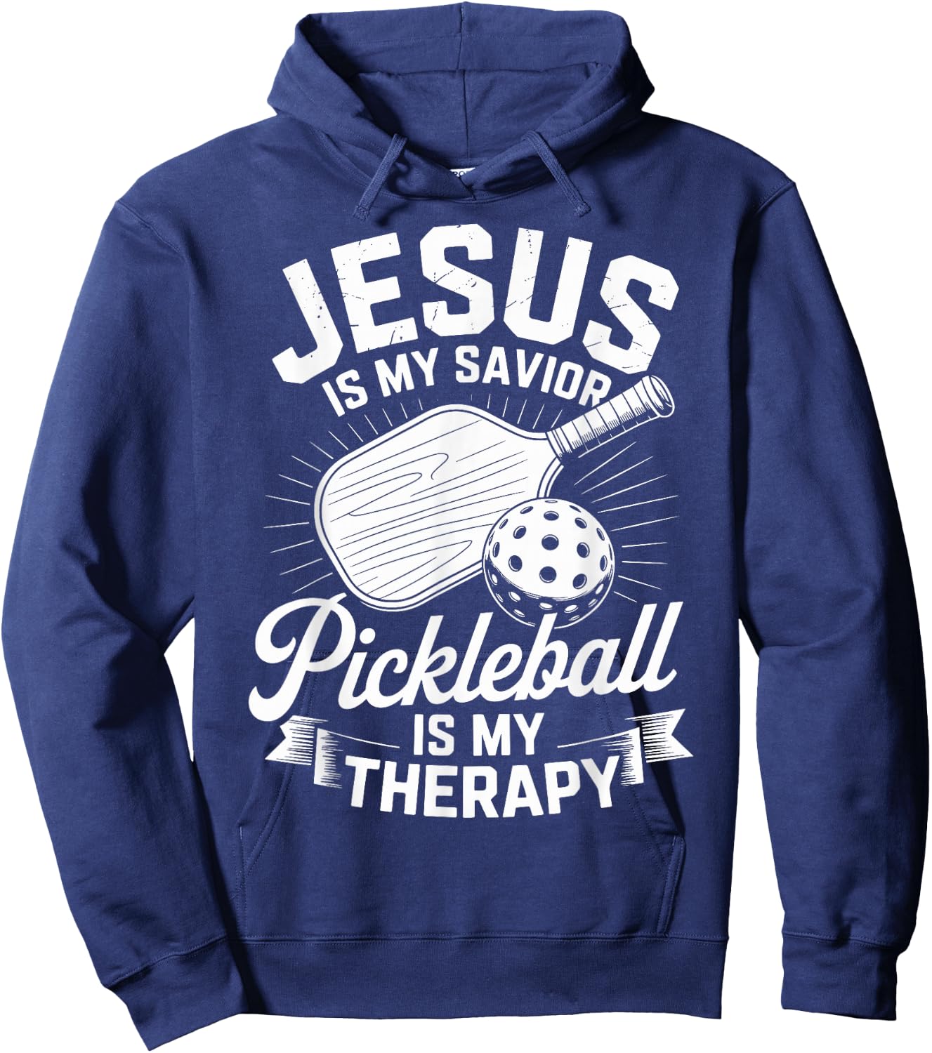 Jesus is My Savior Pickleball is My Therapy Christian Hoodie - Hoodie | Navy