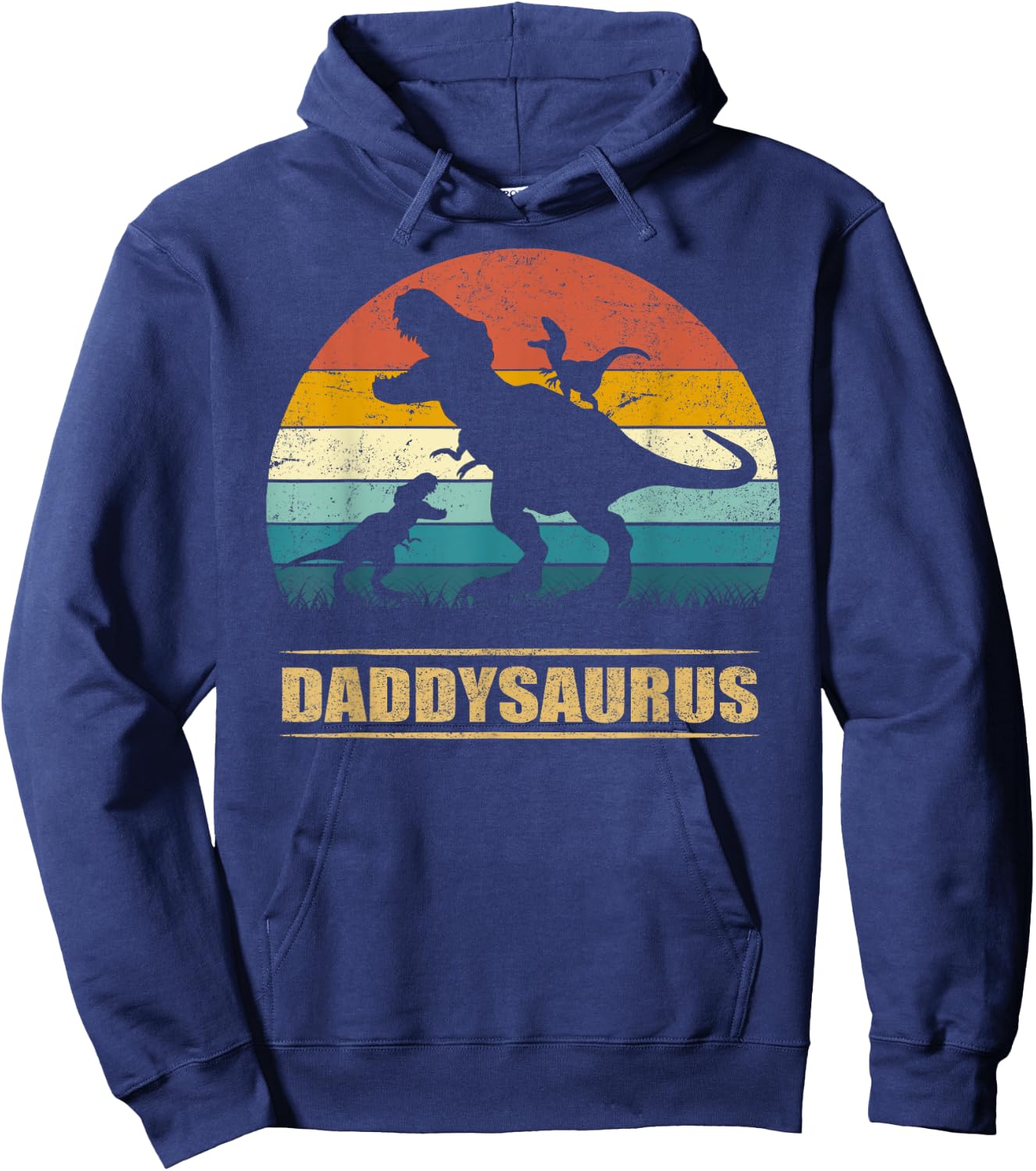 Daddy Dinosaur Daddysaurus 2 Two Kids Funny Father's Day dad Hoodie - Hoodie | Navy