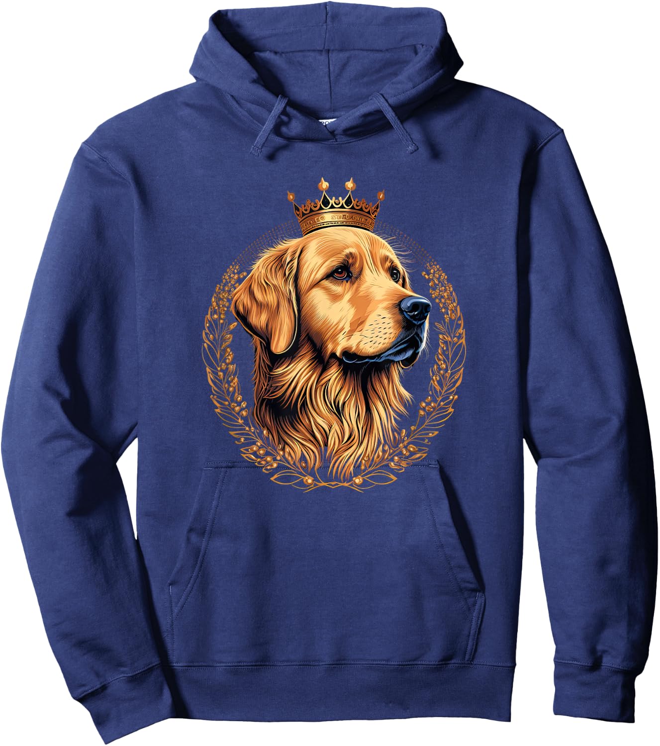 Funny Golden Retriever with a Golden Crown Hoodie - Hoodie | Navy