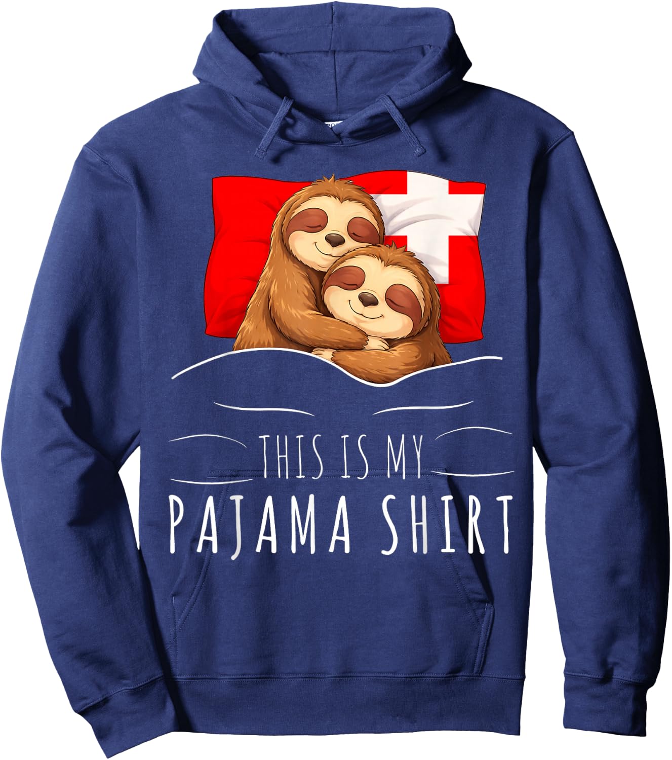 Swiss Flag Pajama Sleeping Sloth Sleepover Switzerland Hoodie - Hoodie | Navy