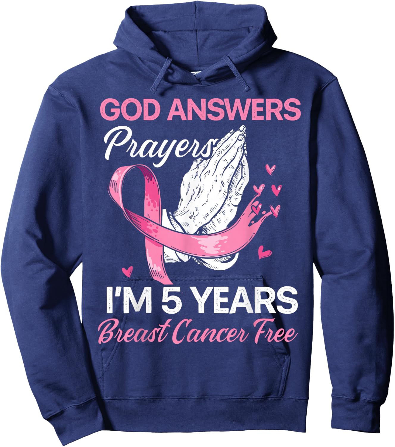 God Answers Prayers Breast Cancer Survivor Christian Hoodie - Hoodie | Navy