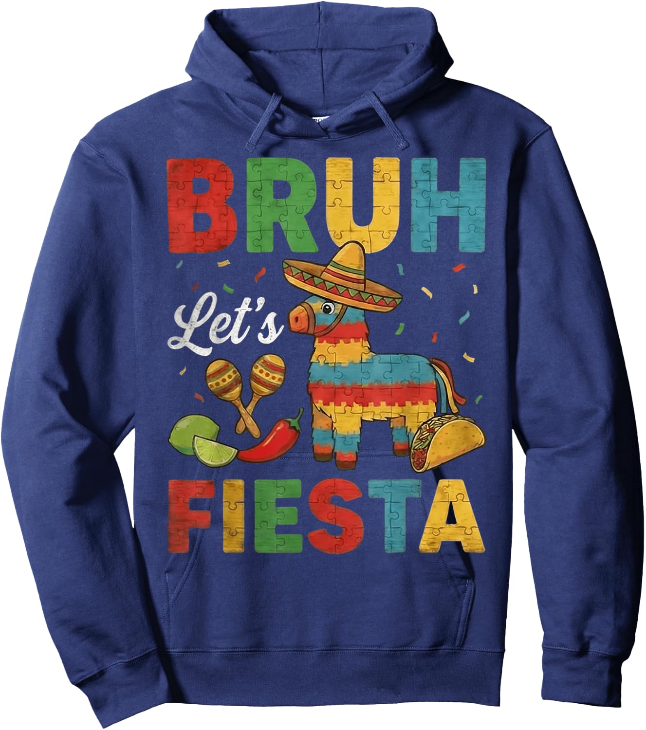 Funny Cinco De Mayo Pinata Boys Kids Men Bruh Let's Fiesta Hoodie - Hoodie | Navy