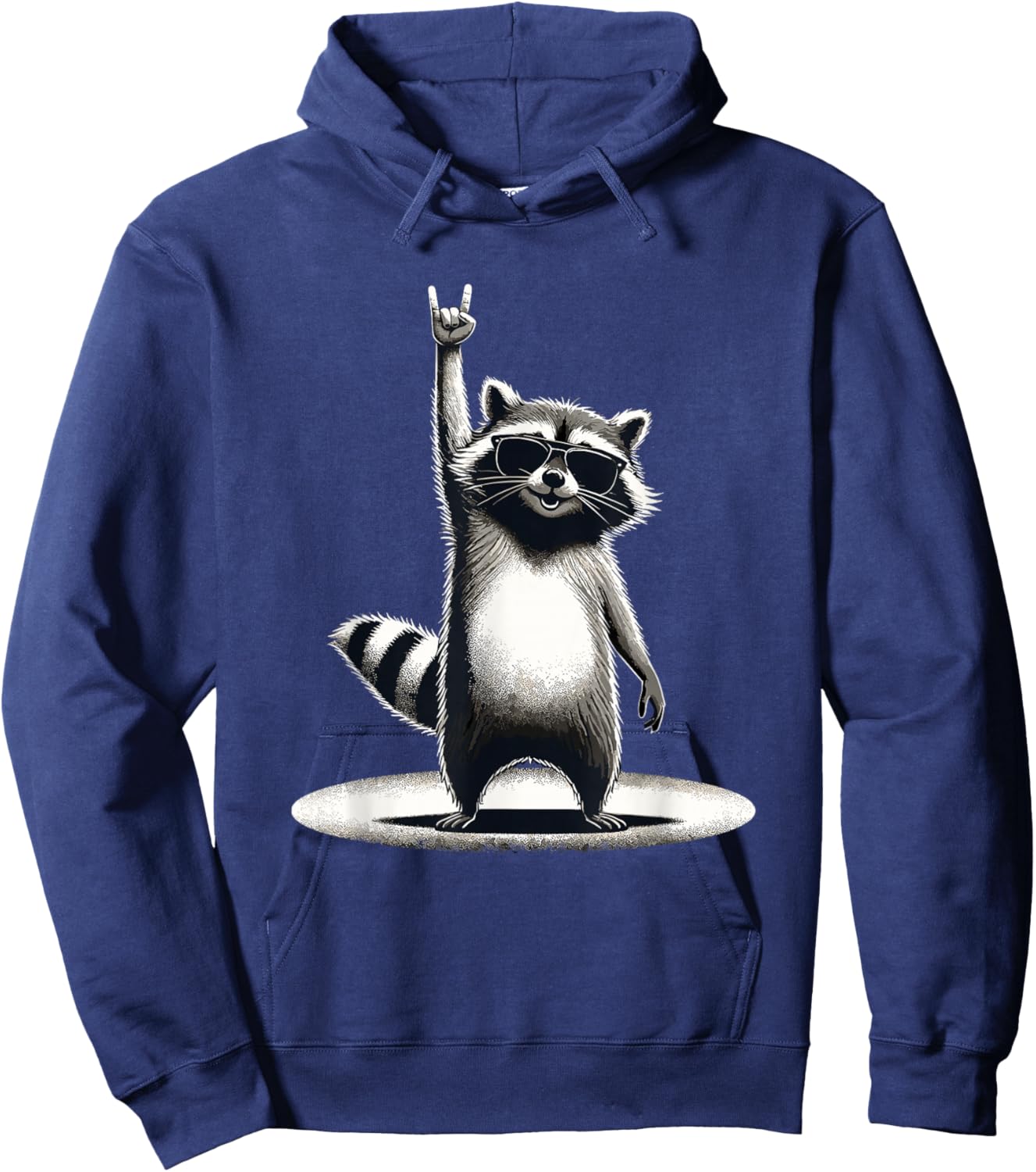 Retro Raccoon Rock Music Gift Men Children Women Funny Raccoon , black Hoodie - Hoodie | Navy