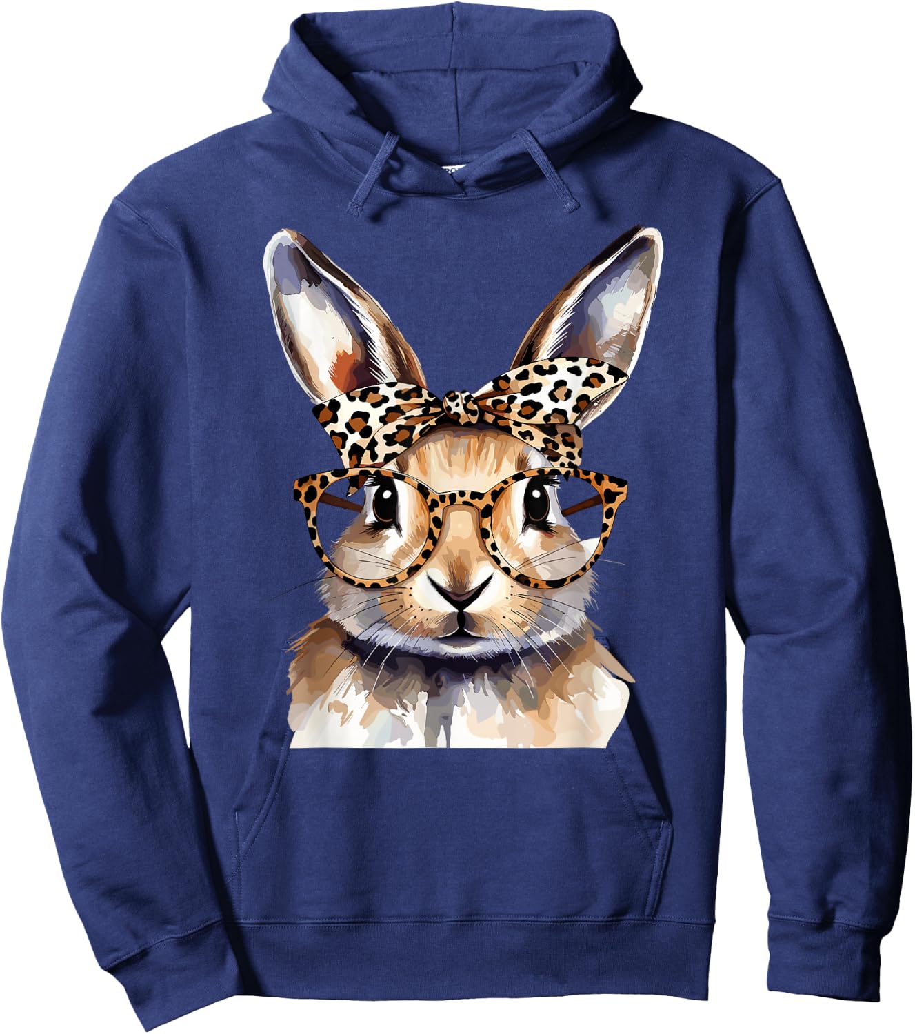 Süßer Hase mit Leoparden Brille Aquarell Kaninchen Hoodie - Hoodie | Navy