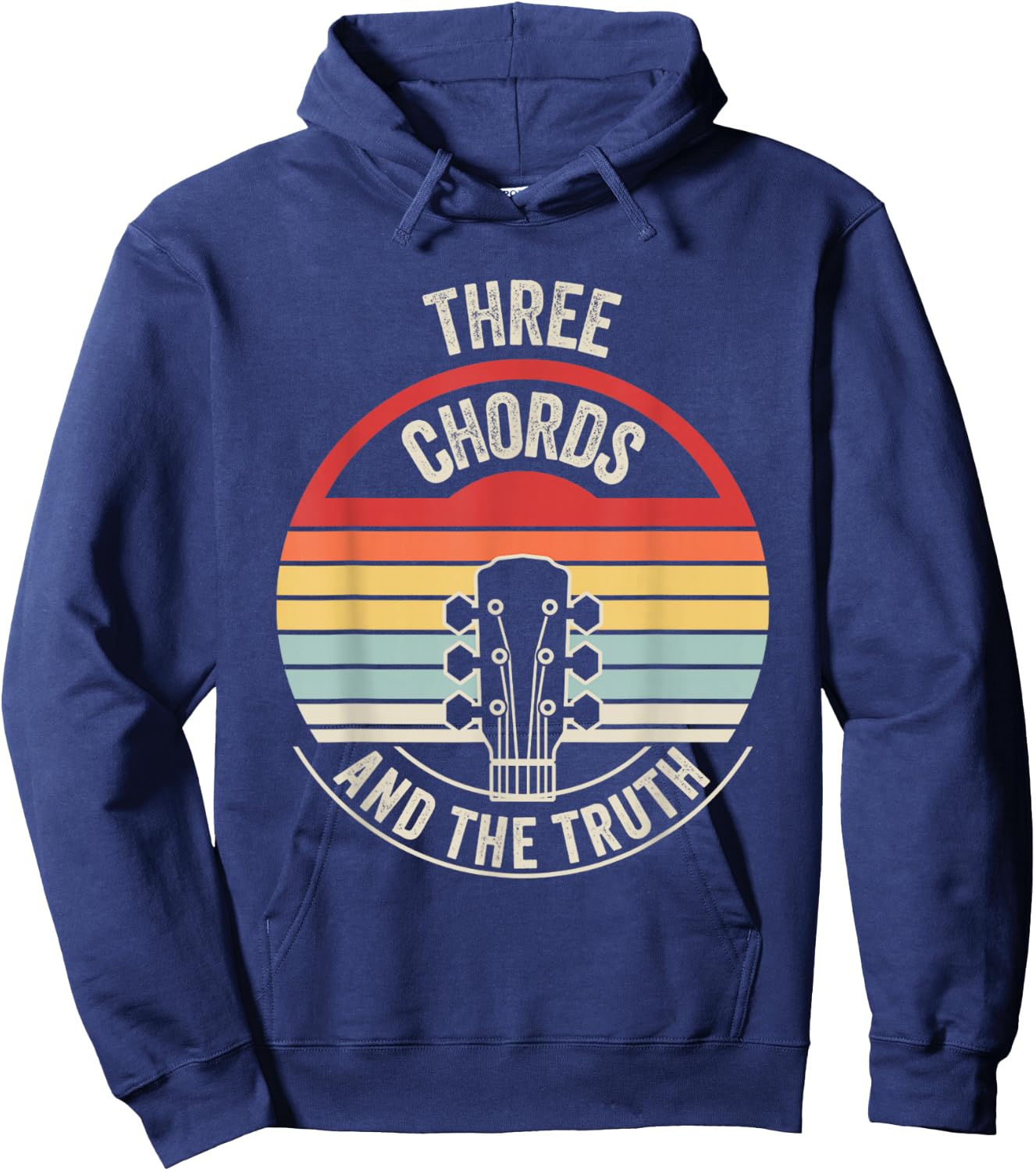 Three Chords And The Truth Guitar Music Hoodie - Hoodie | Navy