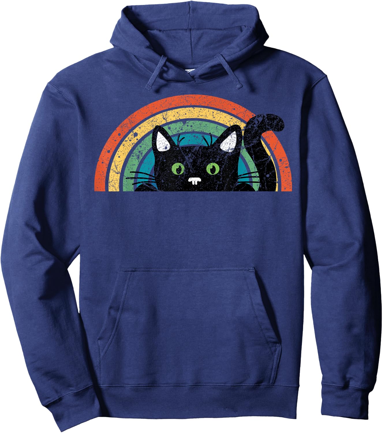 Vintage Schwarze Katze Retro für Katzenliebhaber, Katzenmutter, Katzenvater Hoodie - Hoodie | Navy