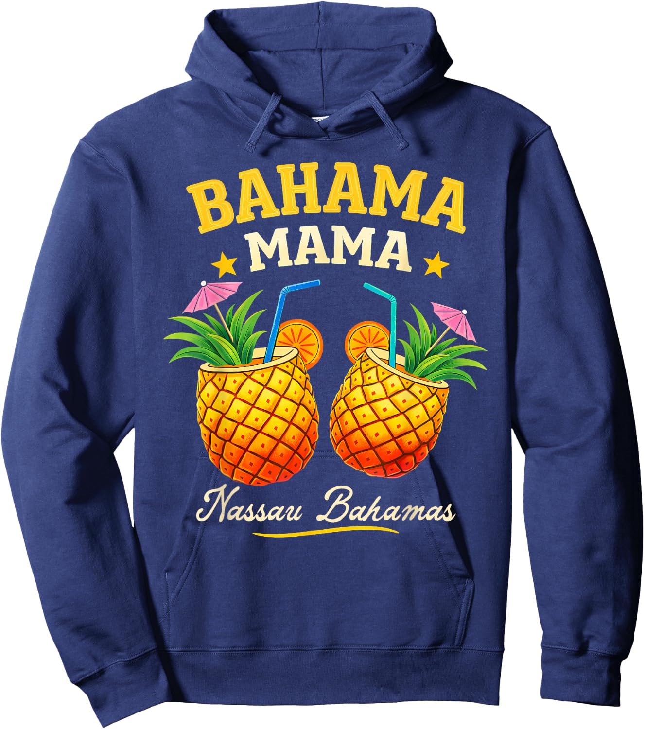 Bahama Mama Tropical Pineapple Summer Vacation Beach Hoodie - Hoodie | Navy