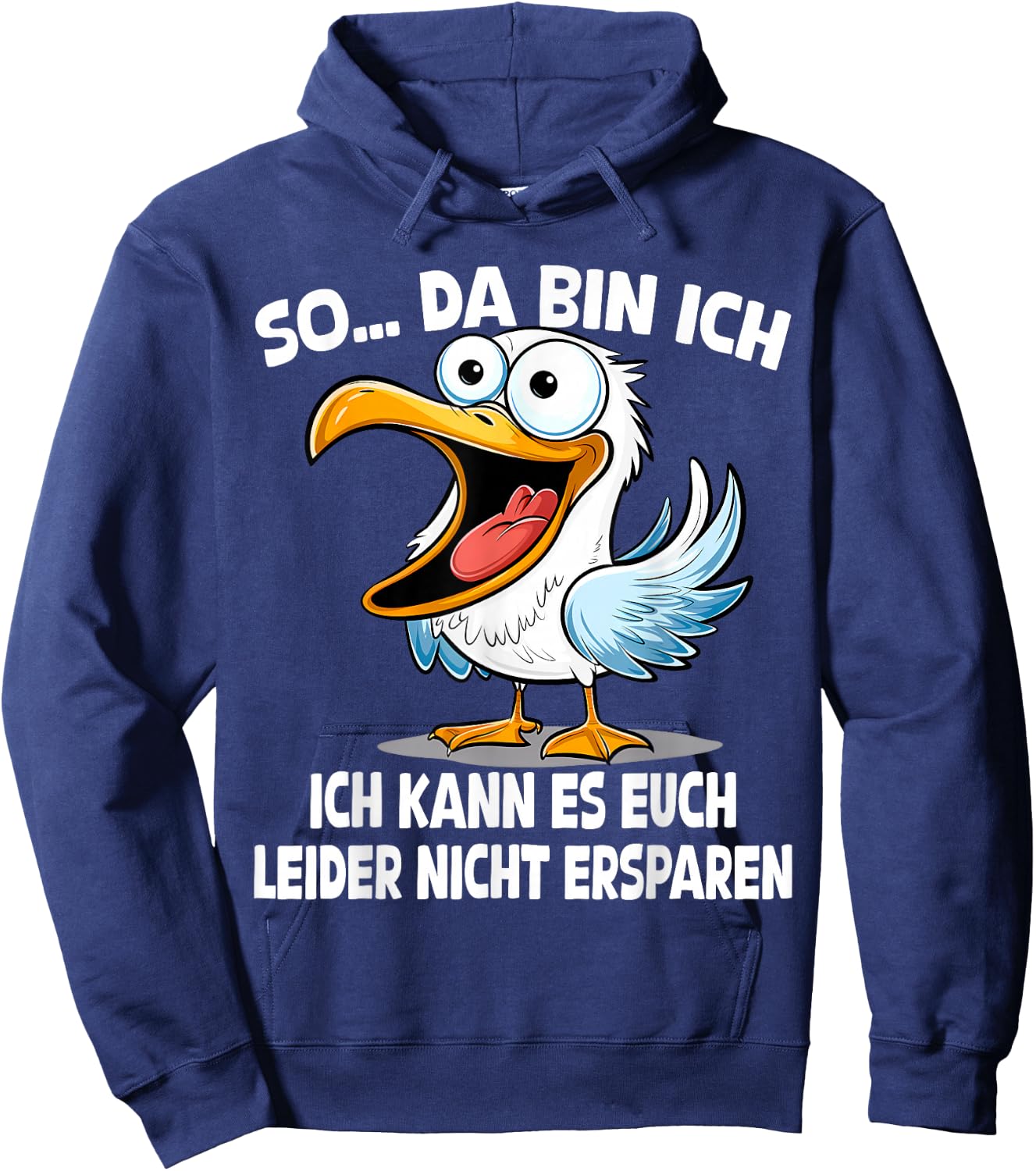 So Da Bin Ich... Seagull Funny Ironic Seagulls Saying , black Hoodie - Hoodie | Navy