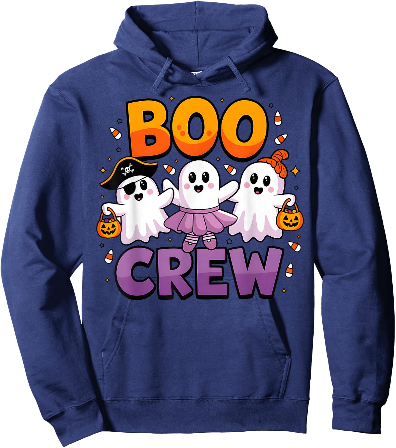 Boo Crew Cute Halloween Ghosts Matching Family Outfit Hoodie - Hoodie | Navy
