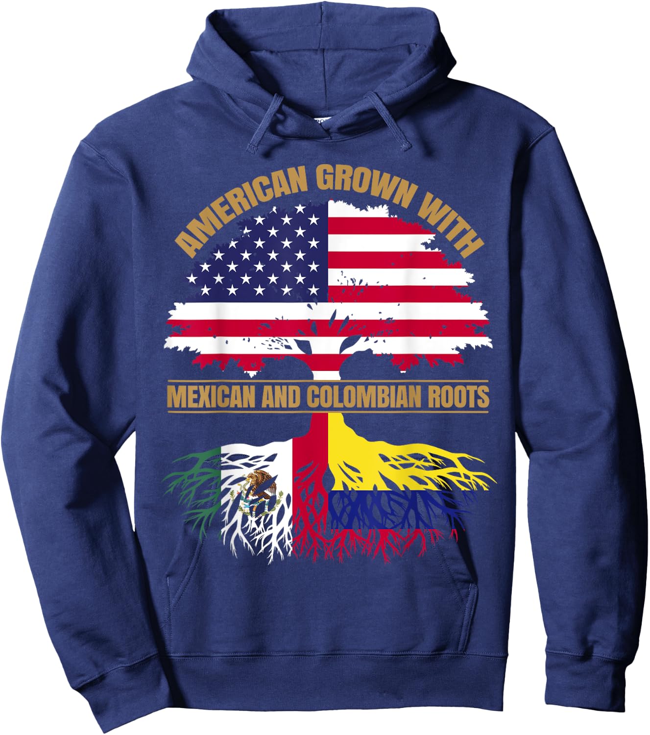 Heritage American Grown with Mexican Colombian Roots Hoodie - Hoodie | Navy