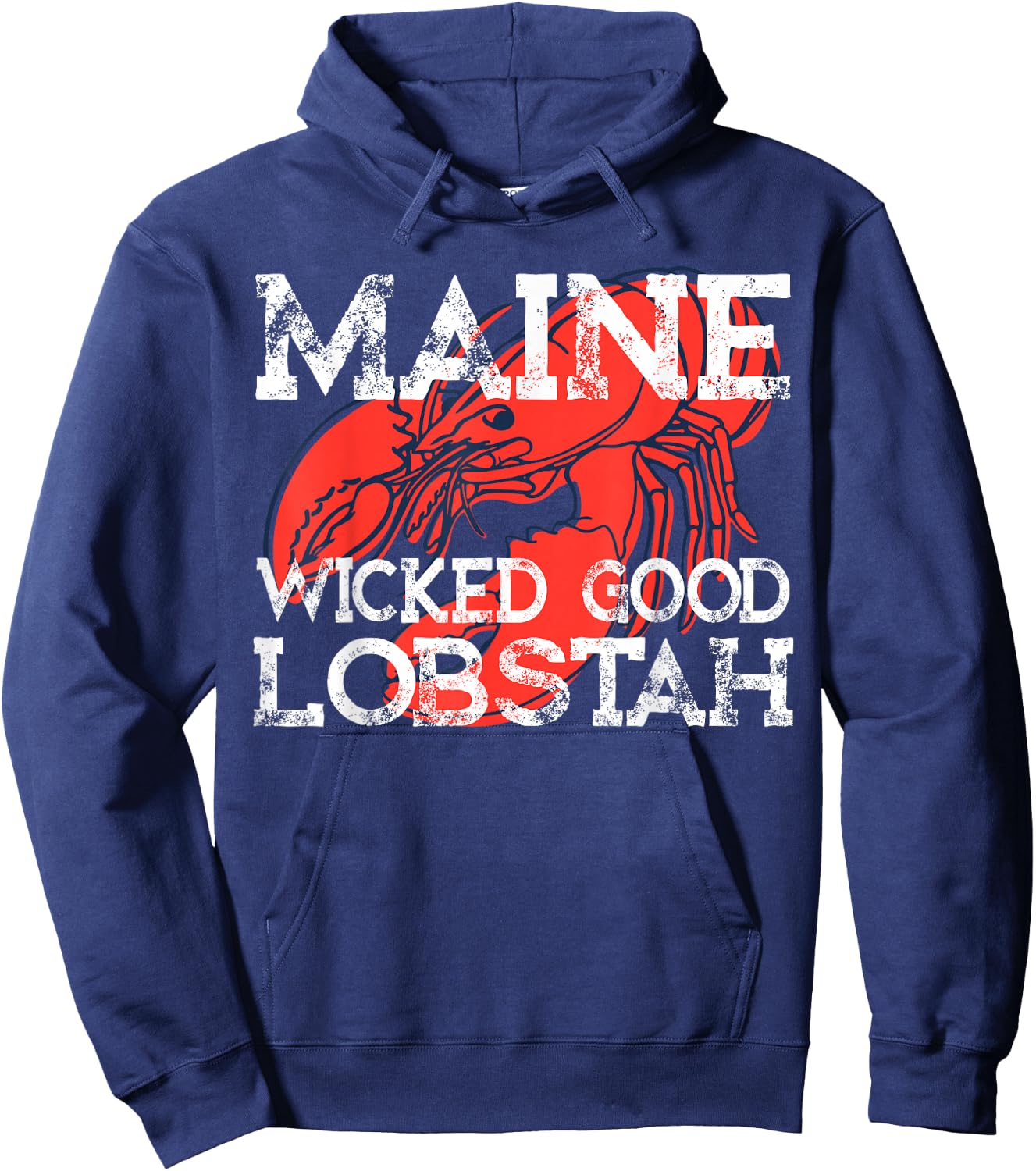 Maine Wicked Good Lobstah Funny Maine Lobster Hoodie - Hoodie | Navy