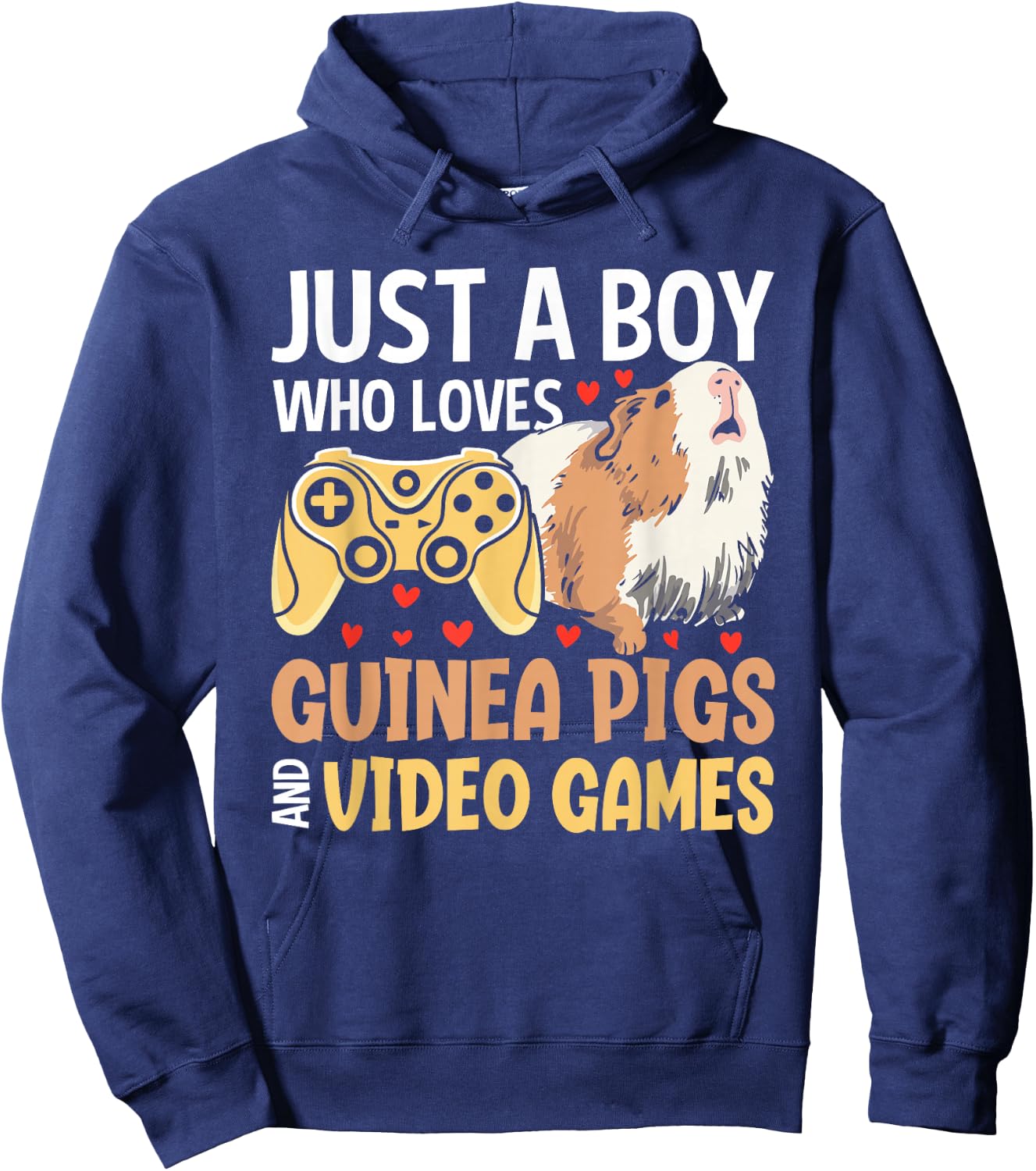 Just a Boy Who Loves Guinea Pigs and Video Games Gaming Hoodie - Hoodie | Navy