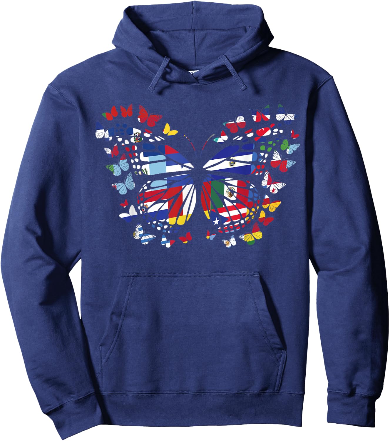 butterfly Hispanic Heritage Month Hispanic Flag Hoodie - Hoodie | Navy