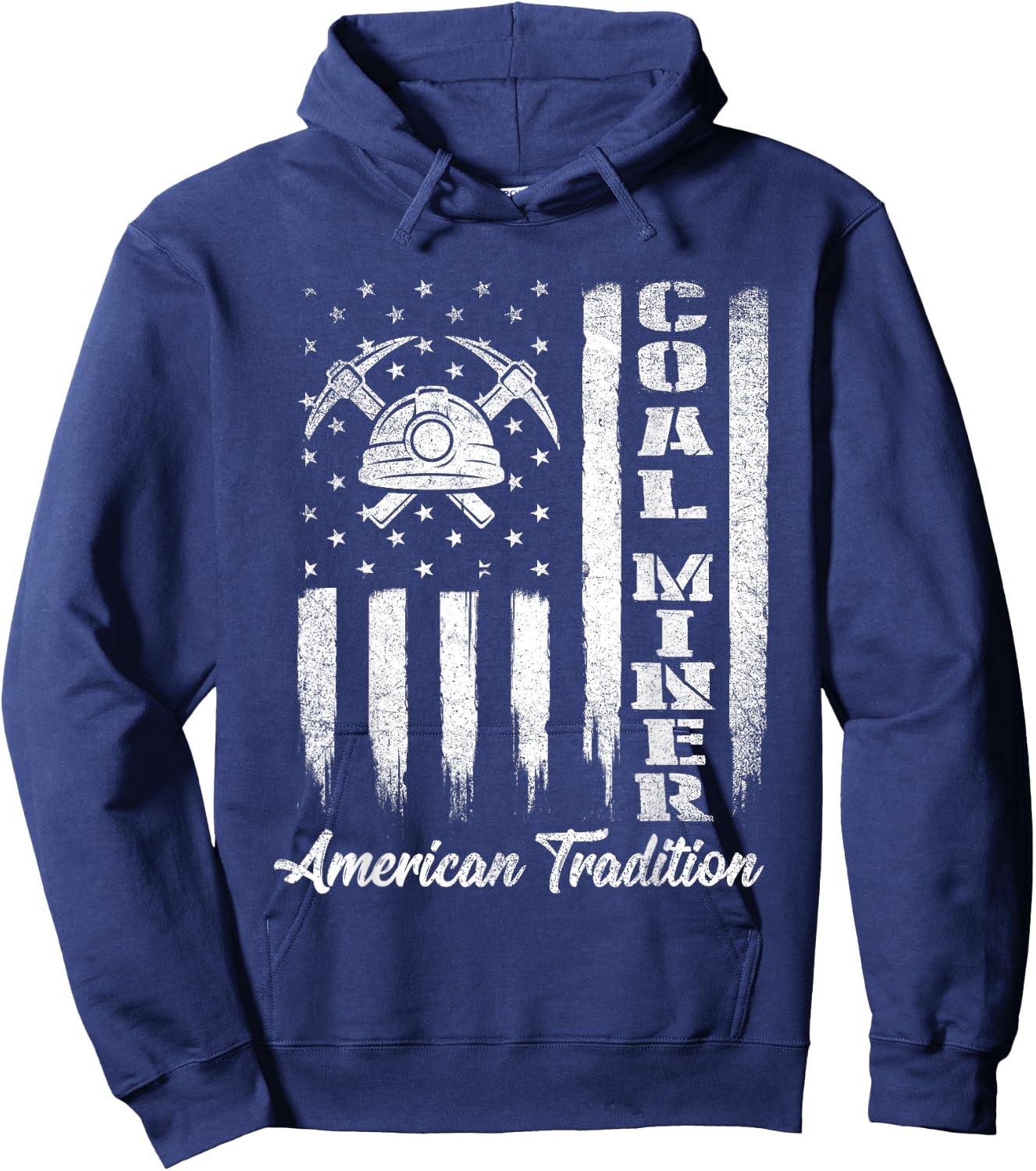 Coal Miner - USA Flag Patriotic Underground Mining Laborer Hoodie - Hoodie | Navy