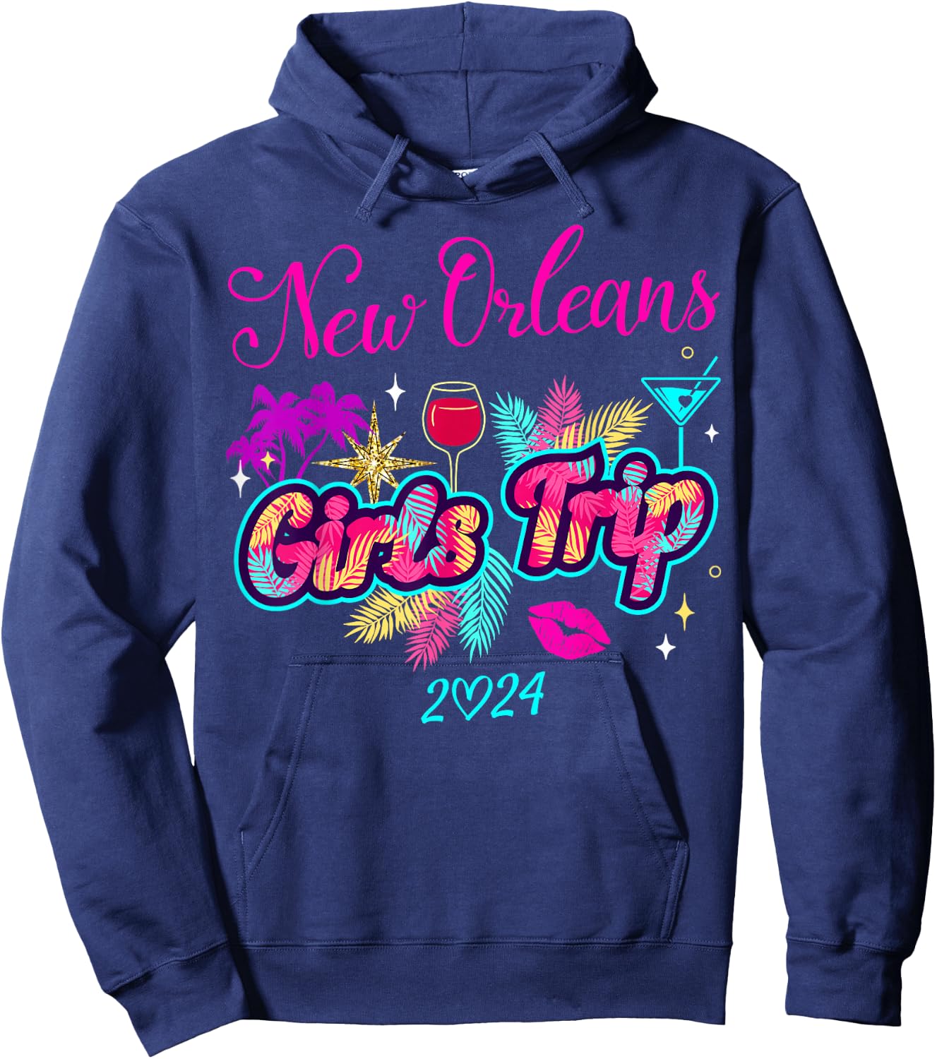 Girls Trip New Orleans 2024 Girls Weekend Birthday Squad Hoodie - Hoodie | Navy