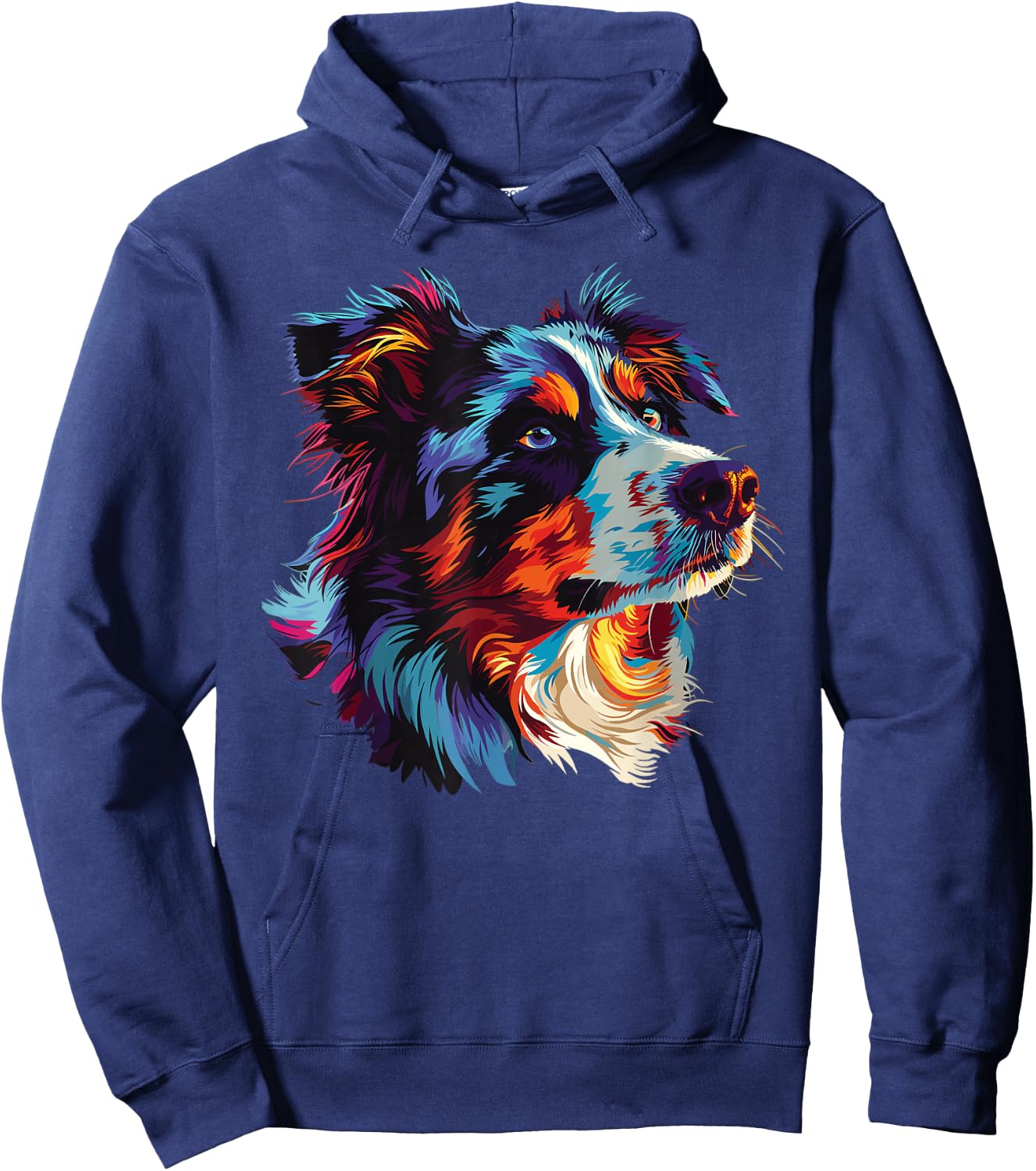 Watercolour Colourful Australian Shepherd Aussie Hoodie - Hoodie | Navy