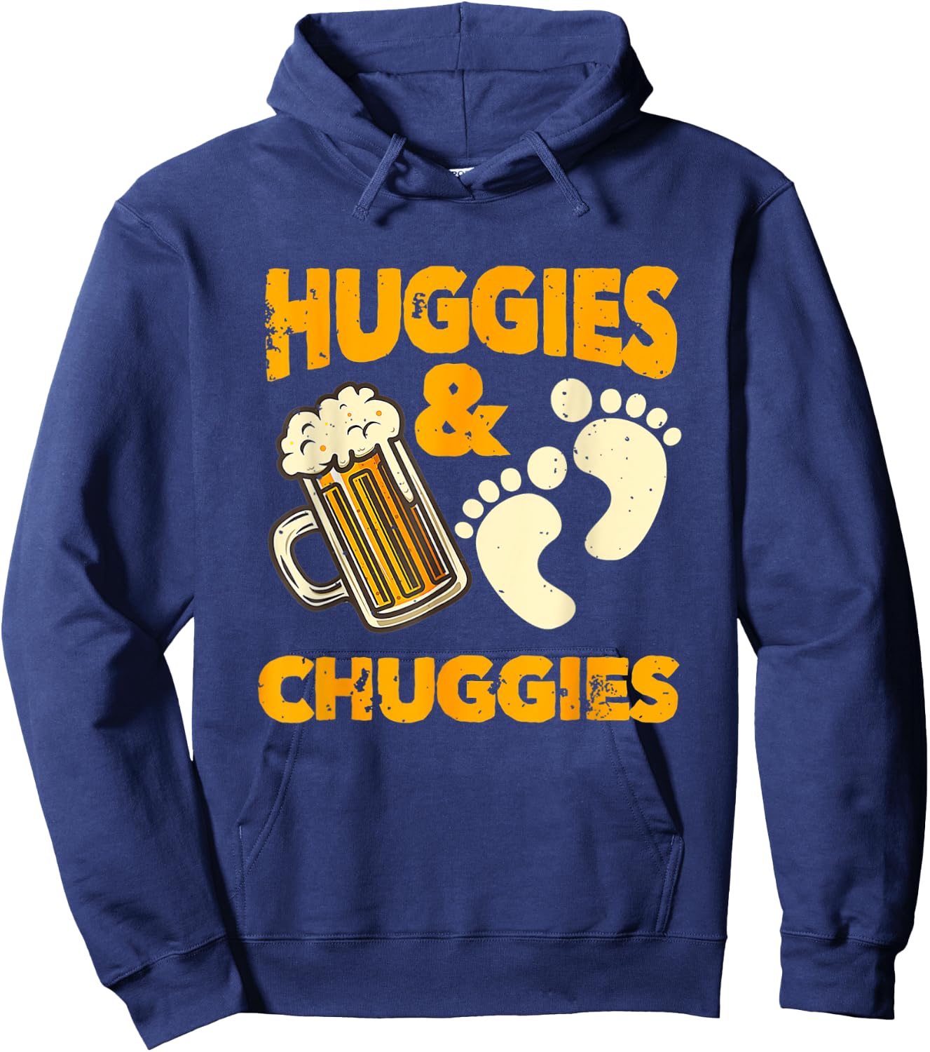 Huggies and Chuggies Funny Future Father Party Hoodie - Hoodie | Navy