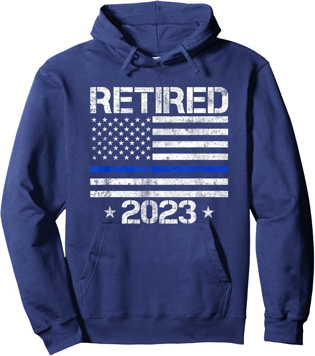 Retired 2023 Thin Blue Line US Flag Police Retirement Gifts Hoodie - Hoodie | Navy
