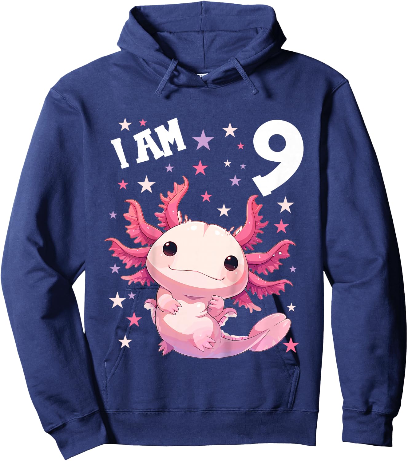 9 Years old 9 birthday Axolotls Boy Girl Axolotl Hoodie - Hoodie | Navy