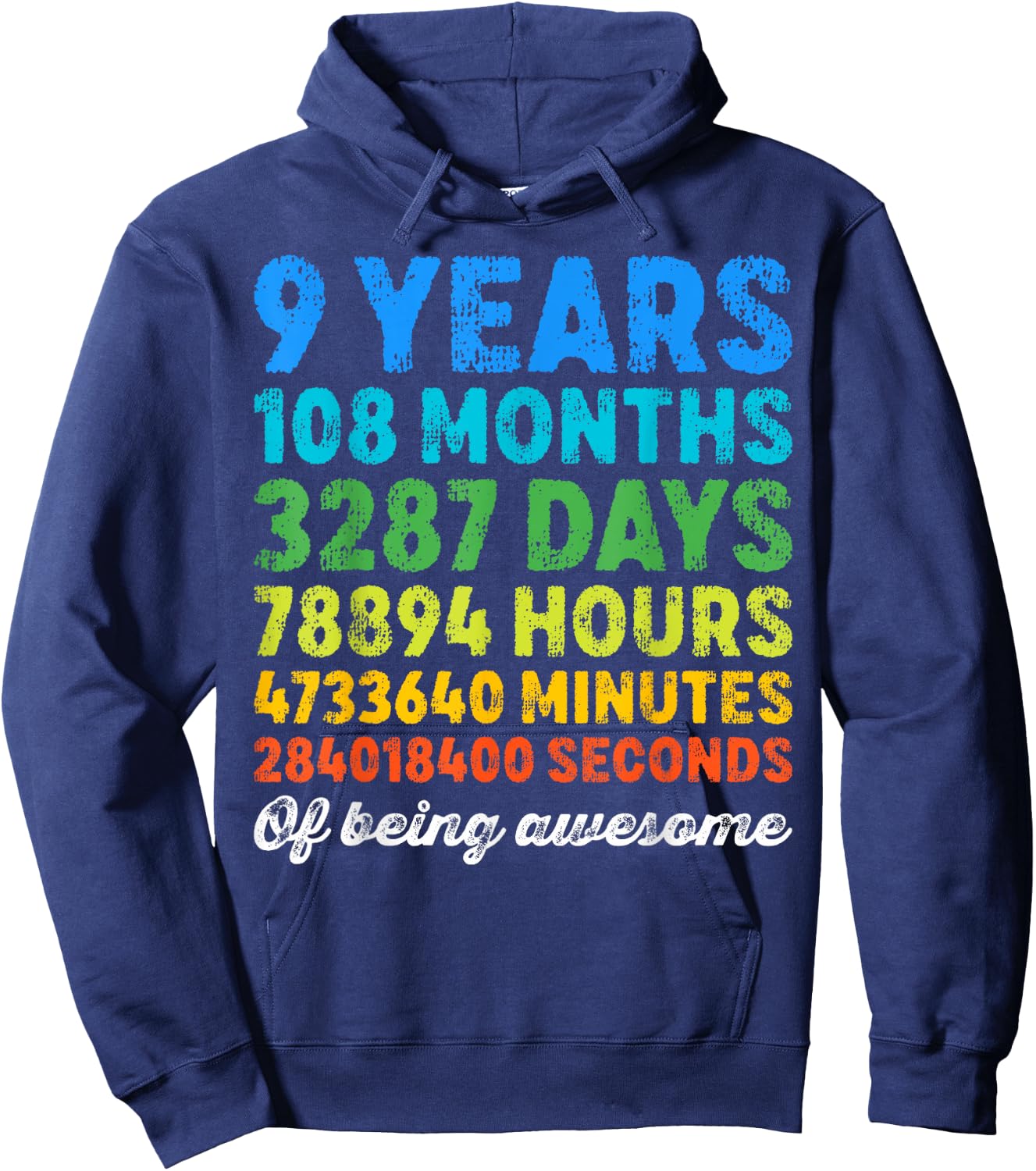 9 Years Old Gifts 9th Birthday Shirt Vintage Retro Countdown Hoodie - Hoodie | Navy