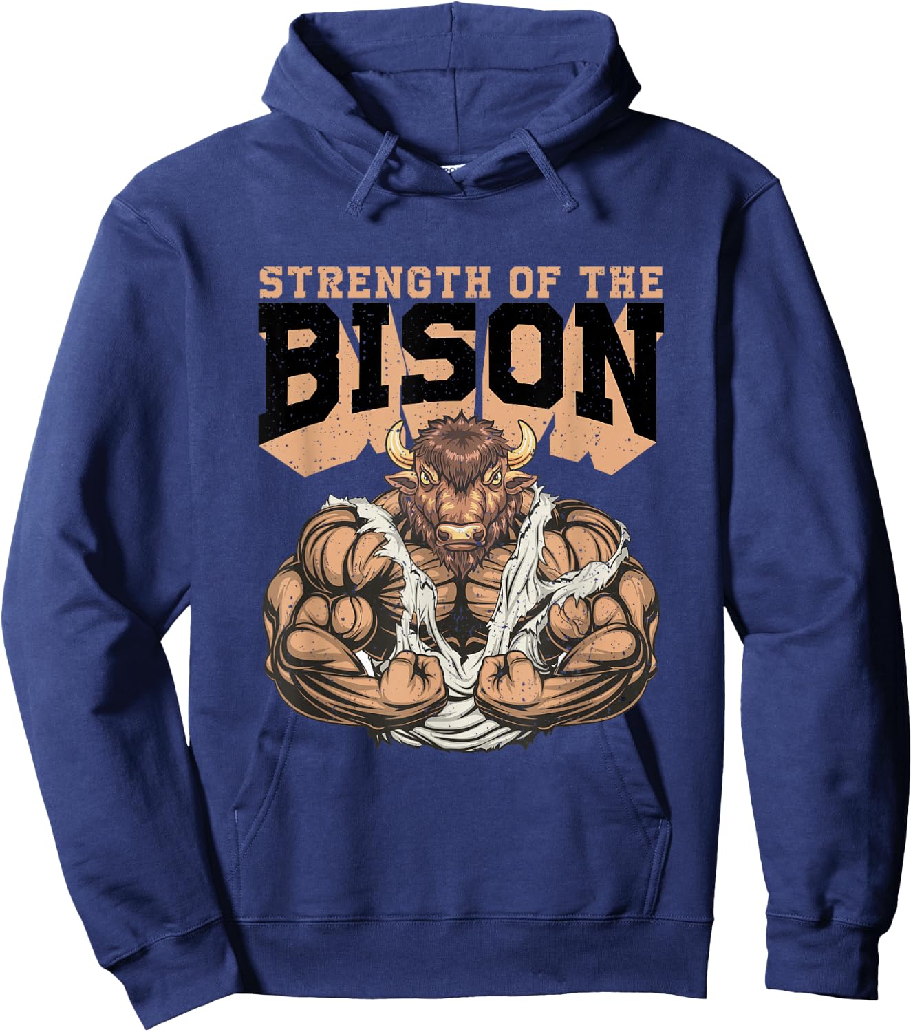 Strength Of The Bison Weightlifting Gym Workout Hoodie - Hoodie | Navy