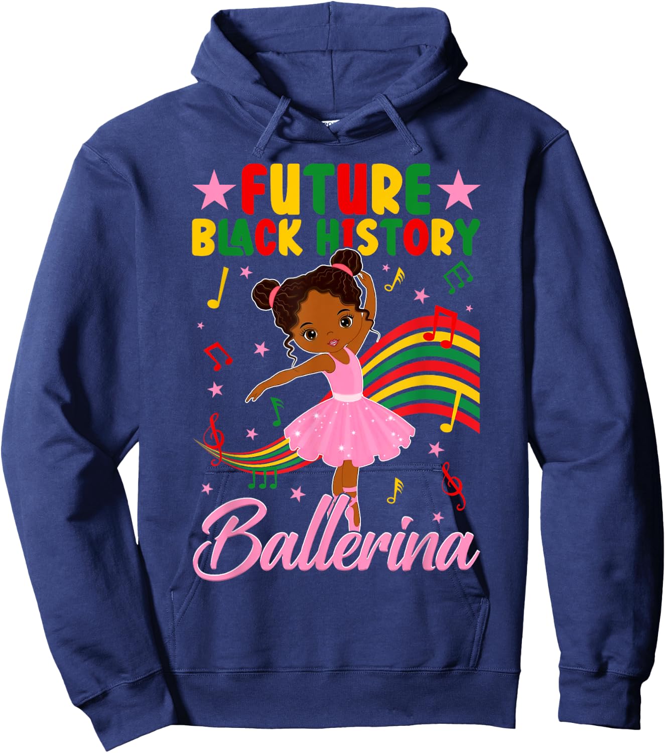 Cute Future Black History Ballerina Ballet Lover Afro Girl Hoodie - Hoodie | Navy