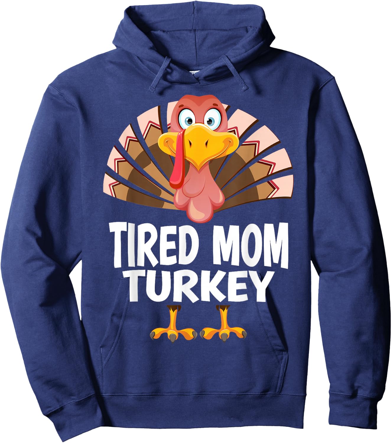Thanksgiving Tired Mom Turkey Matching Pajama Hoodie - Hoodie | Navy
