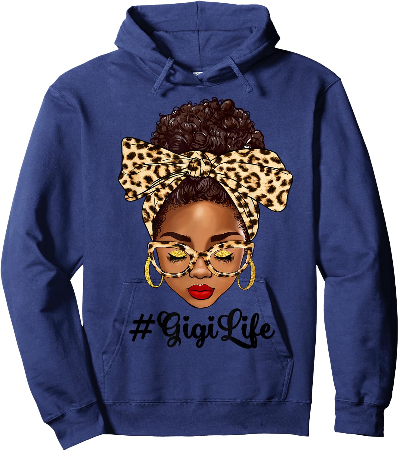 Afro Woman Messy Bun Black Gigi Life Mother's Day Hoodie - Hoodie | Navy