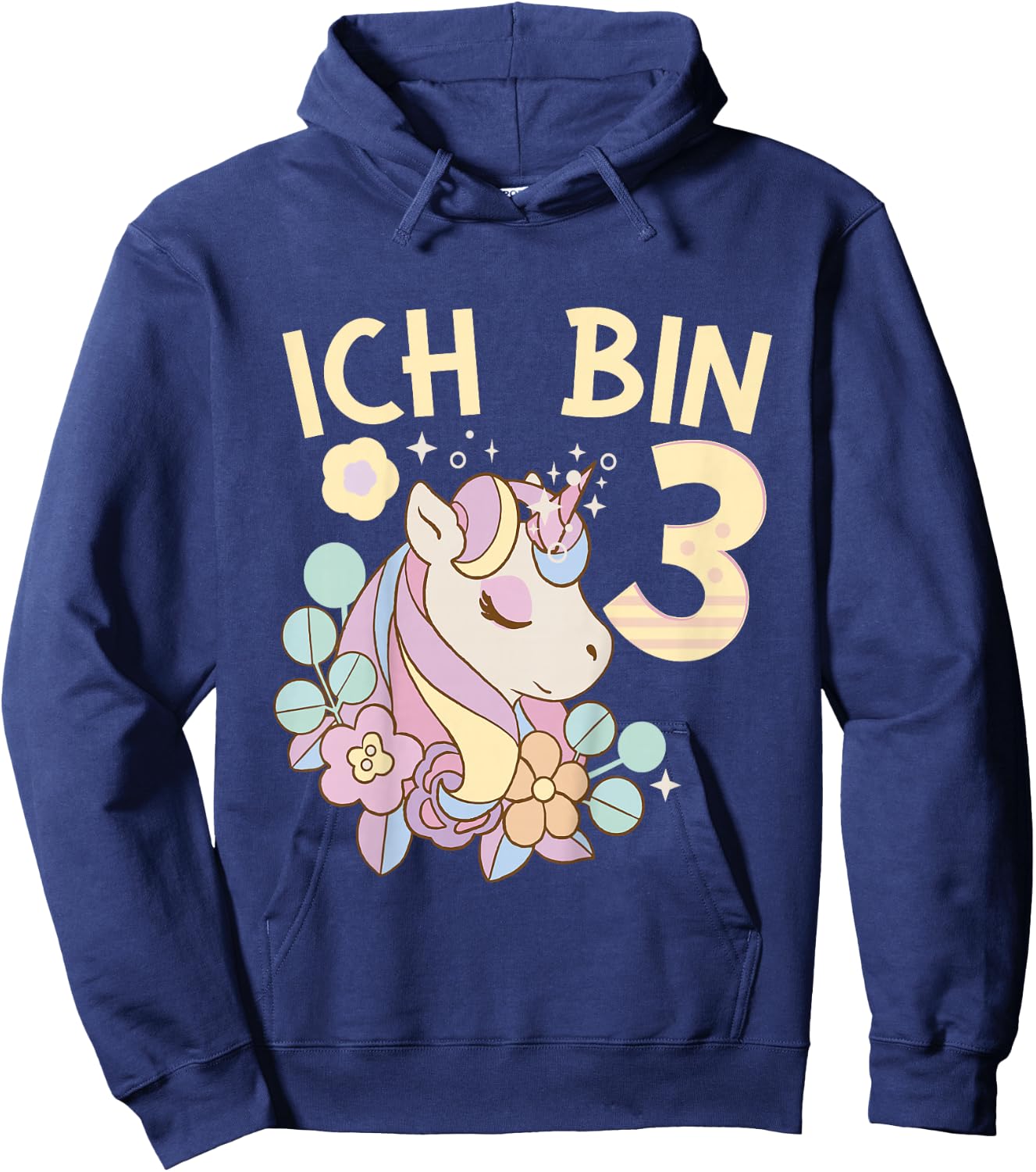 Children's 3rd Birthday Unicorn Children's Birthday Party , black Hoodie - Hoodie | Navy