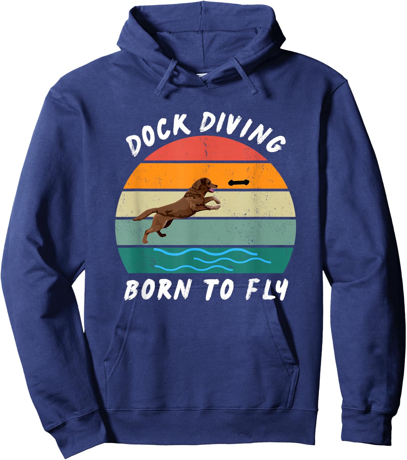 Dock Diving - Dog Sports - with a cute Labrador Retriever Hoodie - Hoodie | Navy