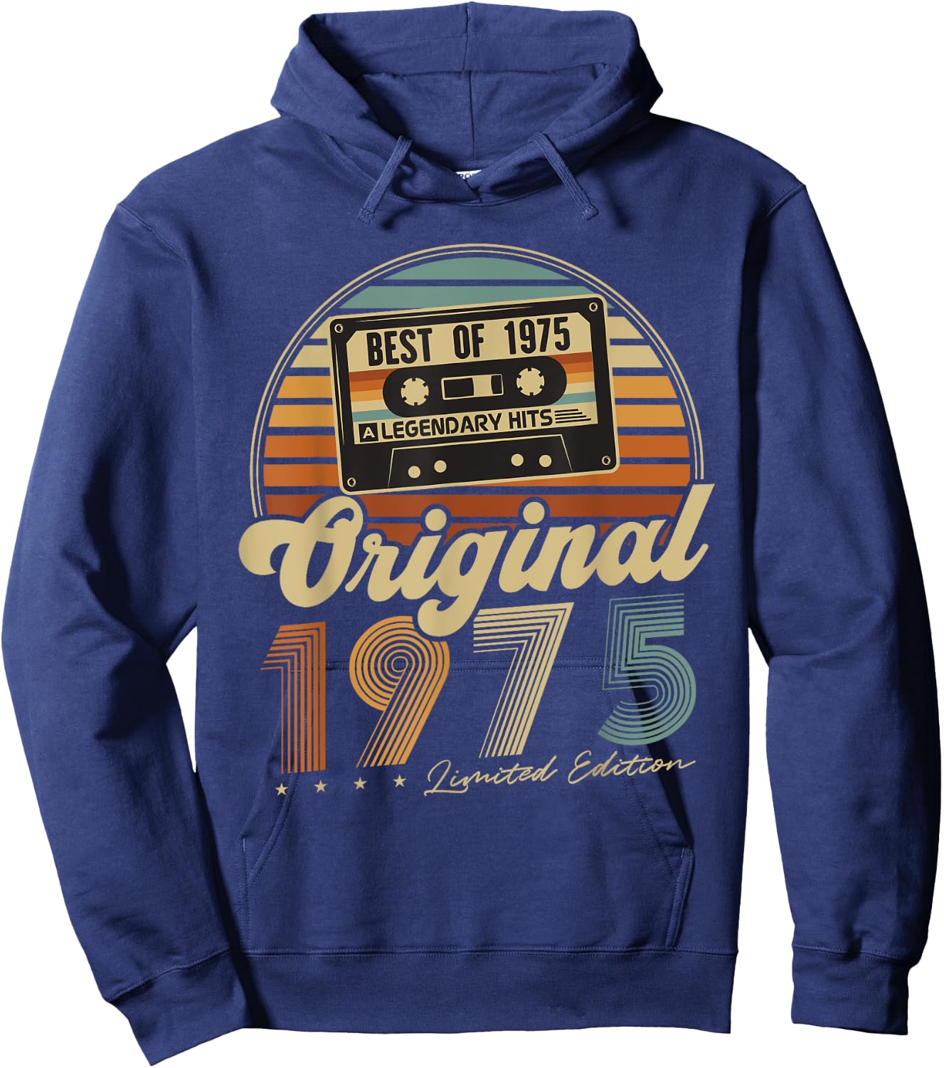 Original 1975 Vintage 50th Birthday Gift Man Woman , Black, S Hoodie - Hoodie | Navy