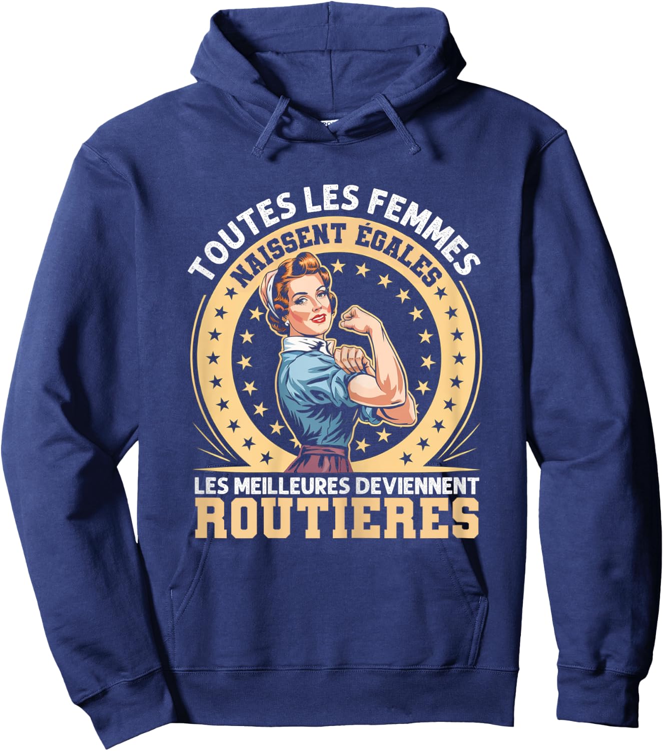 The Best Women Are Road Gift Chauffeuse Retro , Black, Female X-Small Hoodie - Hoodie | Navy