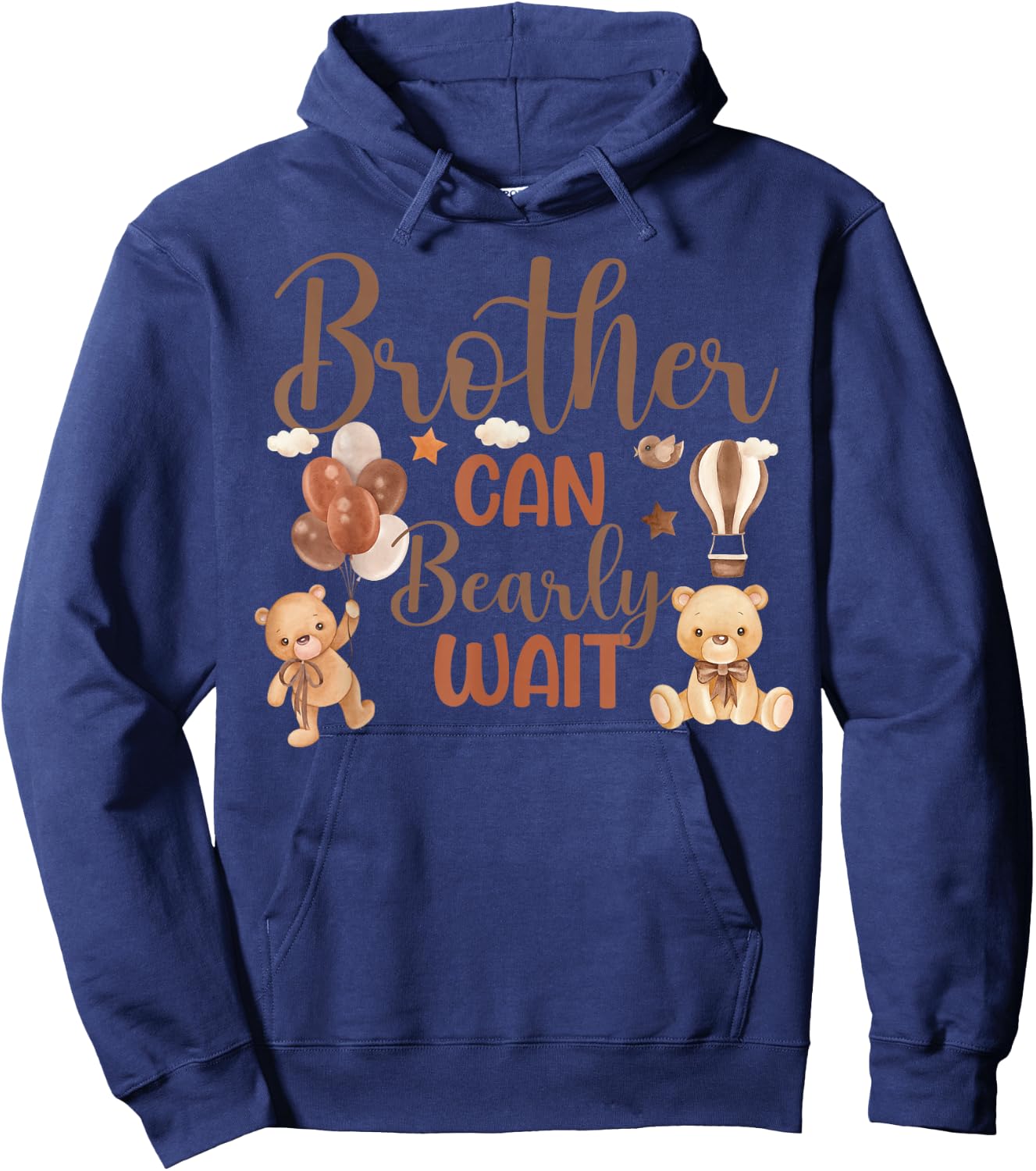 Brother Can Bearly Wait Bear Gender Neutral Boy Baby Shower Hoodie - Hoodie | Navy