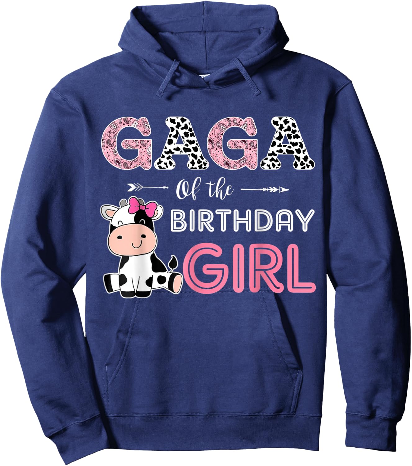 Gaga of The Birthday Girl Farm Cow Grandma Matching Family Hoodie - Hoodie | Navy