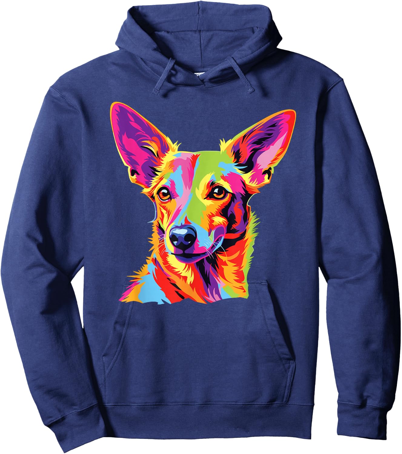 Watercolor Colorful Portuguese Podengo Pequeno Dog Hoodie - Hoodie | Navy