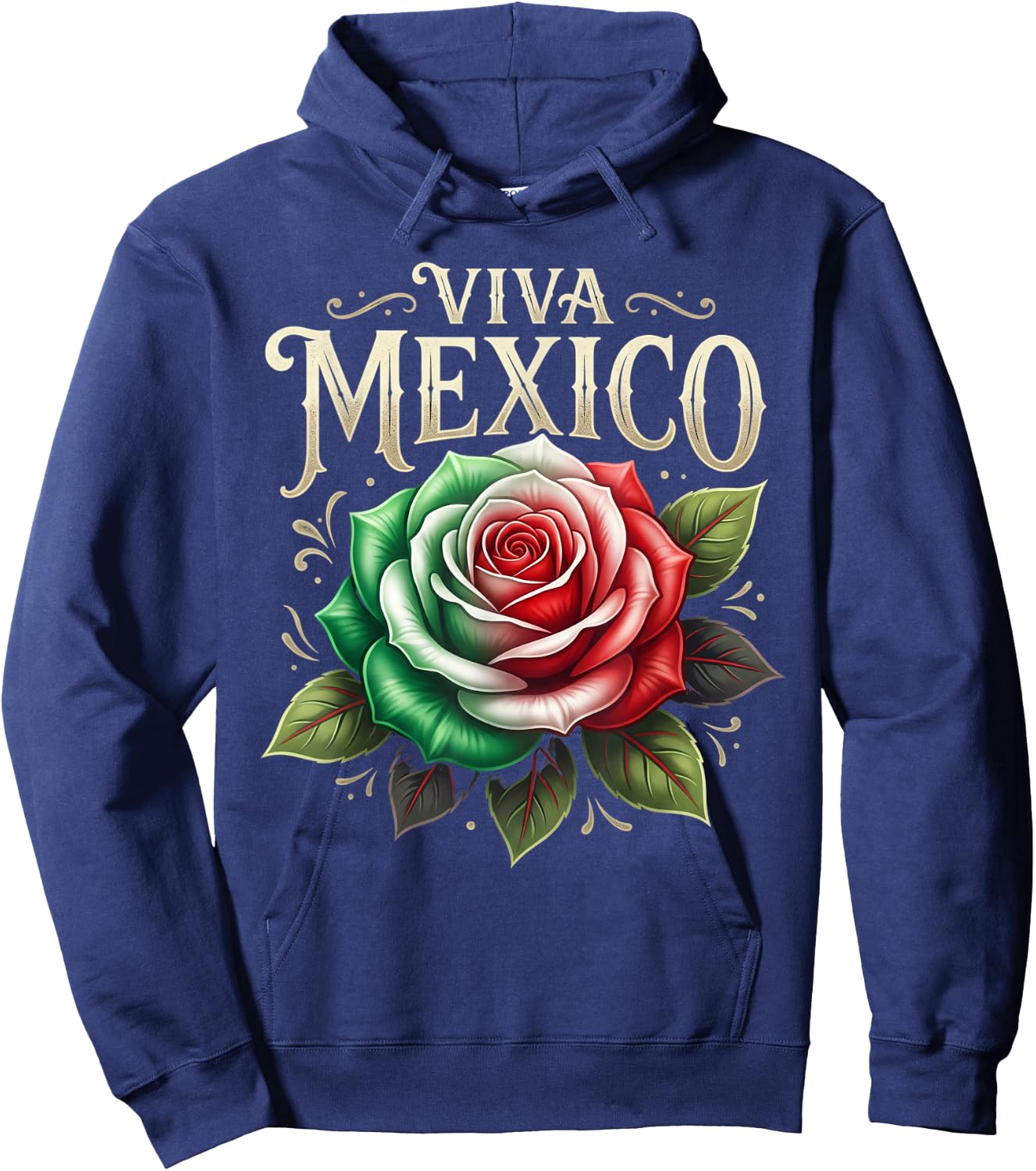 Viva Mexico Flag Rose Flower Independence Day Men Women Kids Hoodie - Hoodie | Navy
