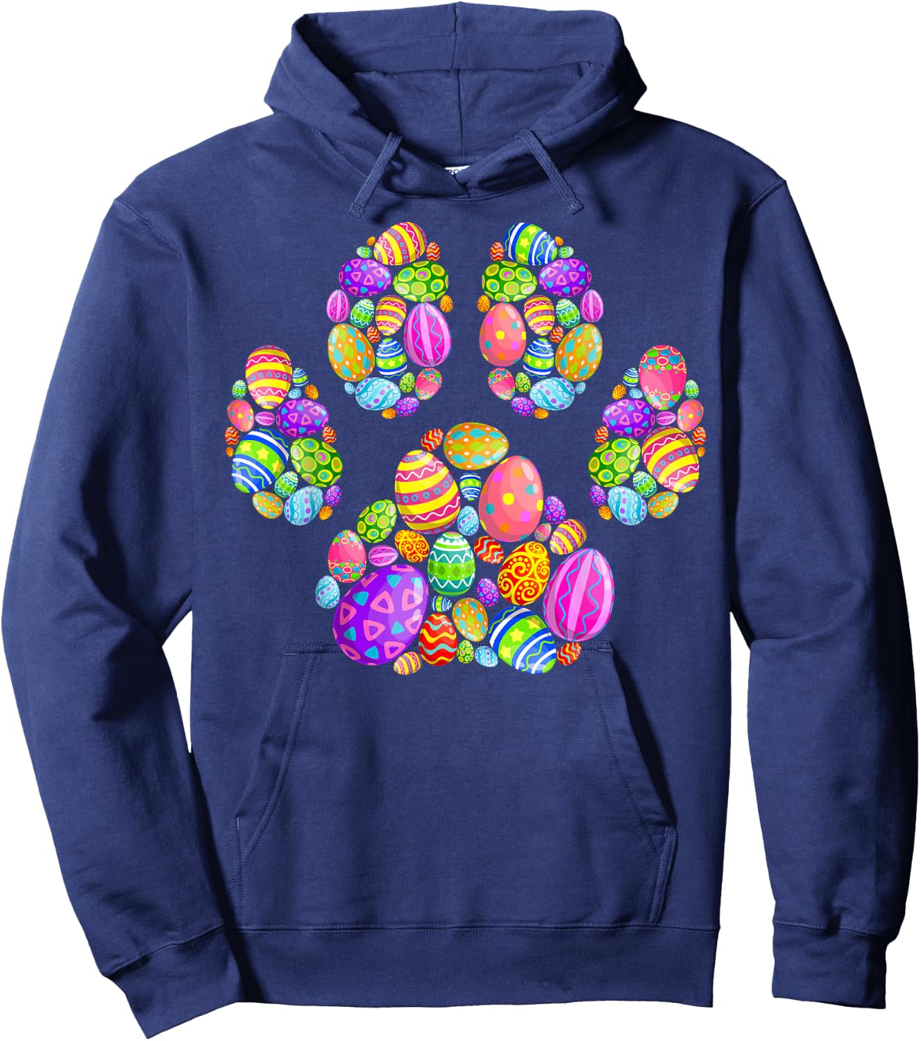 Funny Dog Paw Print With Easter Eggs Easter Day Boys Girls Hoodie - Hoodie | Navy