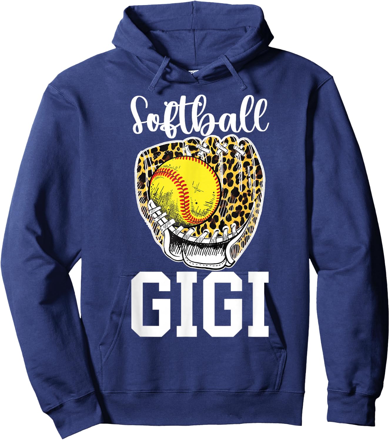 Softball Gigi Grandma Leopard Gigi Of A Softball Player Hoodie - Hoodie | Navy